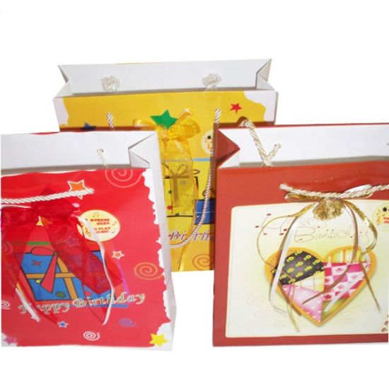 Cusom Happy Birthday Handmade Paper Bag Designs (OEM-Pb023)