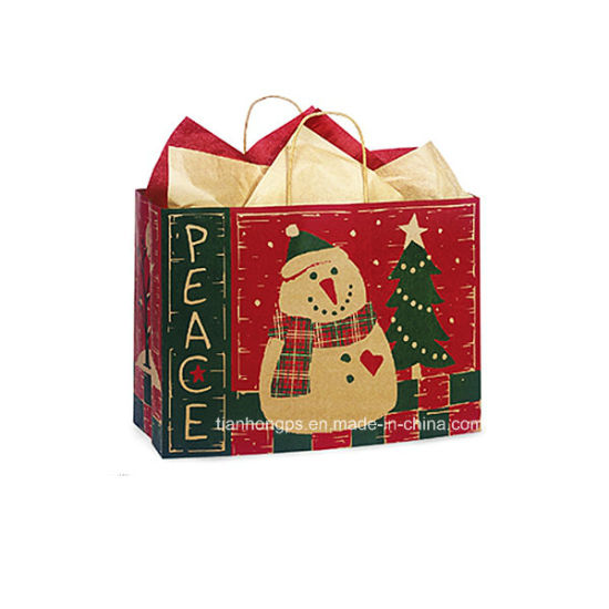 Custom Decorative Christmas Gift Paper Bag Design (OEM-PB026)